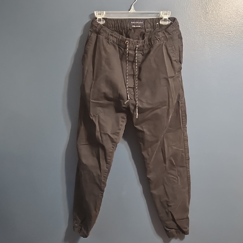 American Eagle Outfitters Black Joggers with Relaxed Fit and Tapered Leg